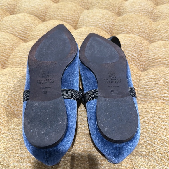 Brunello Cucinelli Blue Velvet Flats - Size 38 (US size 8) - Picture 11 of 12